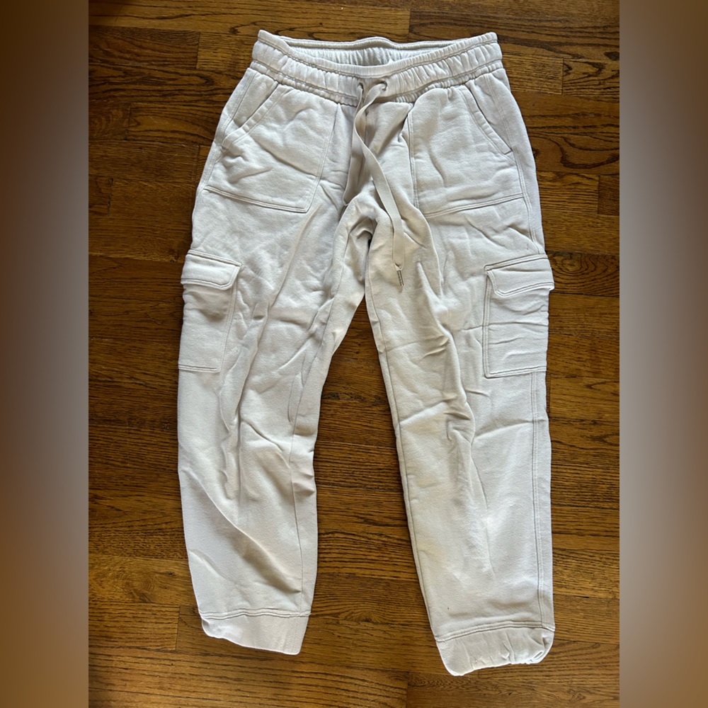 Cream cargo sweatpants